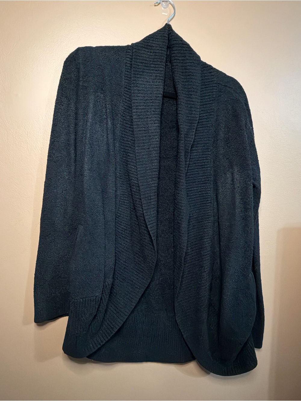 Barefoot Dreams Black Open-Front Shawl Collar Cardigan